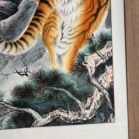 Asian Chinese Hanging Scroll Art Tiger Hand Painted 69" x 28" - Picture 6 of 15